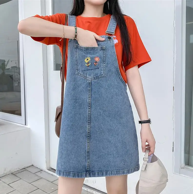 Летнее Ковбойское платье с вышивкой платья на бретельках цветочной свободный