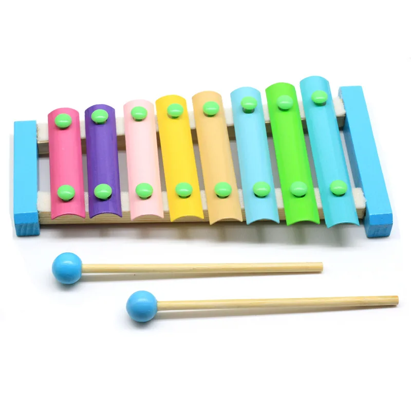 

Baby Educational Musical Instrument Toys Wooden 8 Scales Hand Knock On Xylophone Macarons Color Early Educational Piano Toy