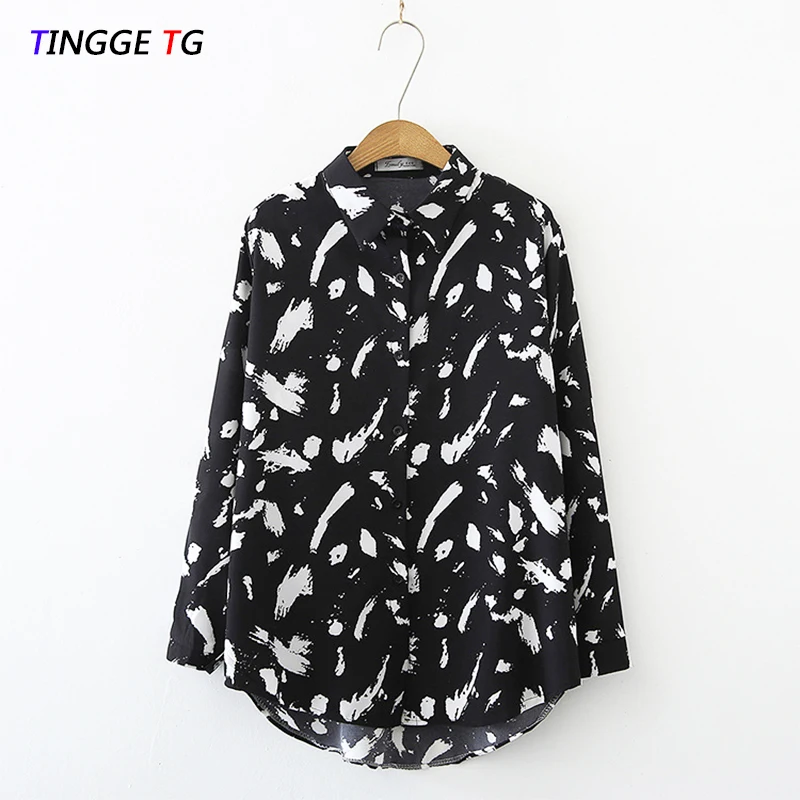 

2021 za summer long sleeve Lapel ink pen printed Top Shirt women's wear camisas de mujer blouses et chemises blusas y camisas