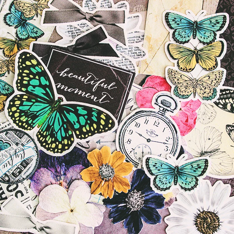 

60 PCS Beautiful butterfly Stickers Crafts And Scrapbooking stickers book Student label Decorative sticker kids toys