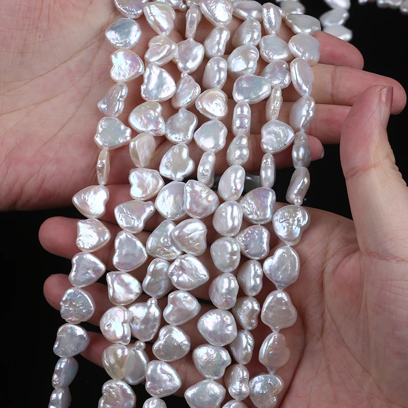 

Natural 12-13mm heart shape lovely pearl white loose freshwater pearl beads strand