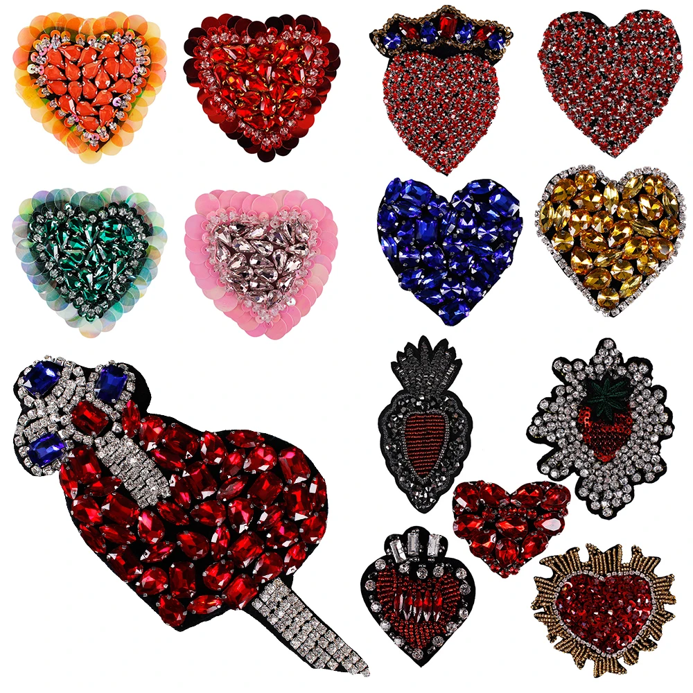 Аппликация в виде сердца с изображением моркови клубники блестящие аксессуары