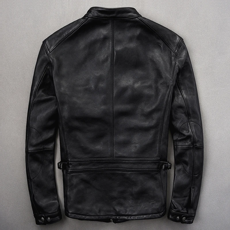 

Men 2020 Black Smart Casual Leather Jacket Plus Size XXXL Genuine Thin Sheepskin Autumn Slim Fit Fashion Leather Coat