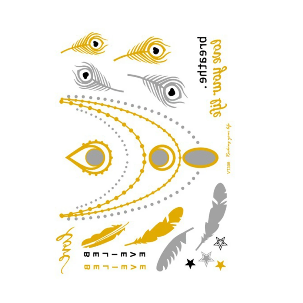 1 шт. водостойкая блестящая металлическая татуировка золото серебро женская мода