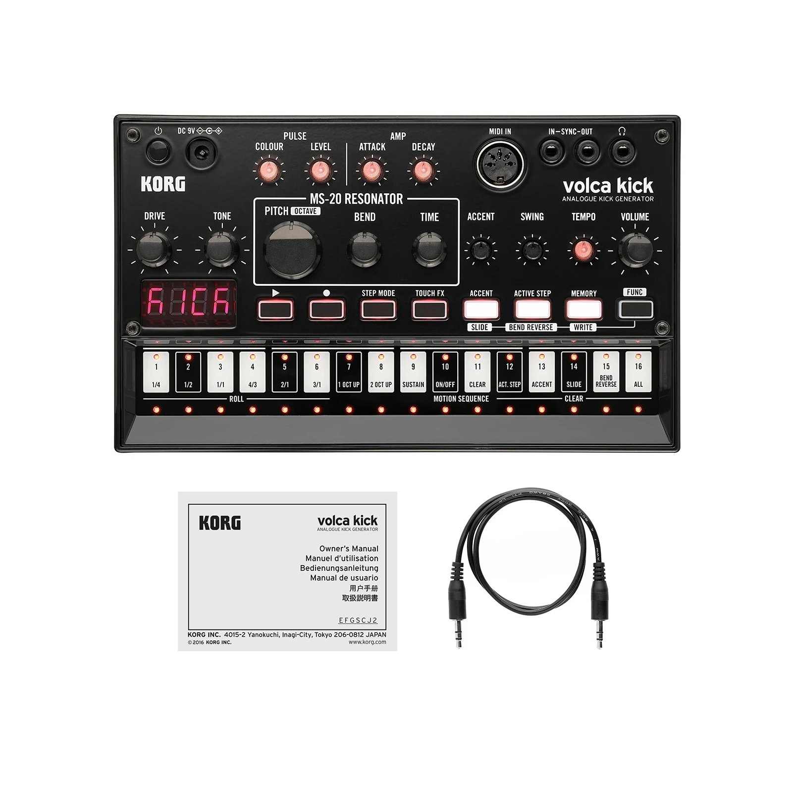 

Аналоговый шумоподавляющий генератор KORG VOLCA KICK, бас, ударный активный шаговый синтезатор, синтезатор с воспроизведением миди-IN