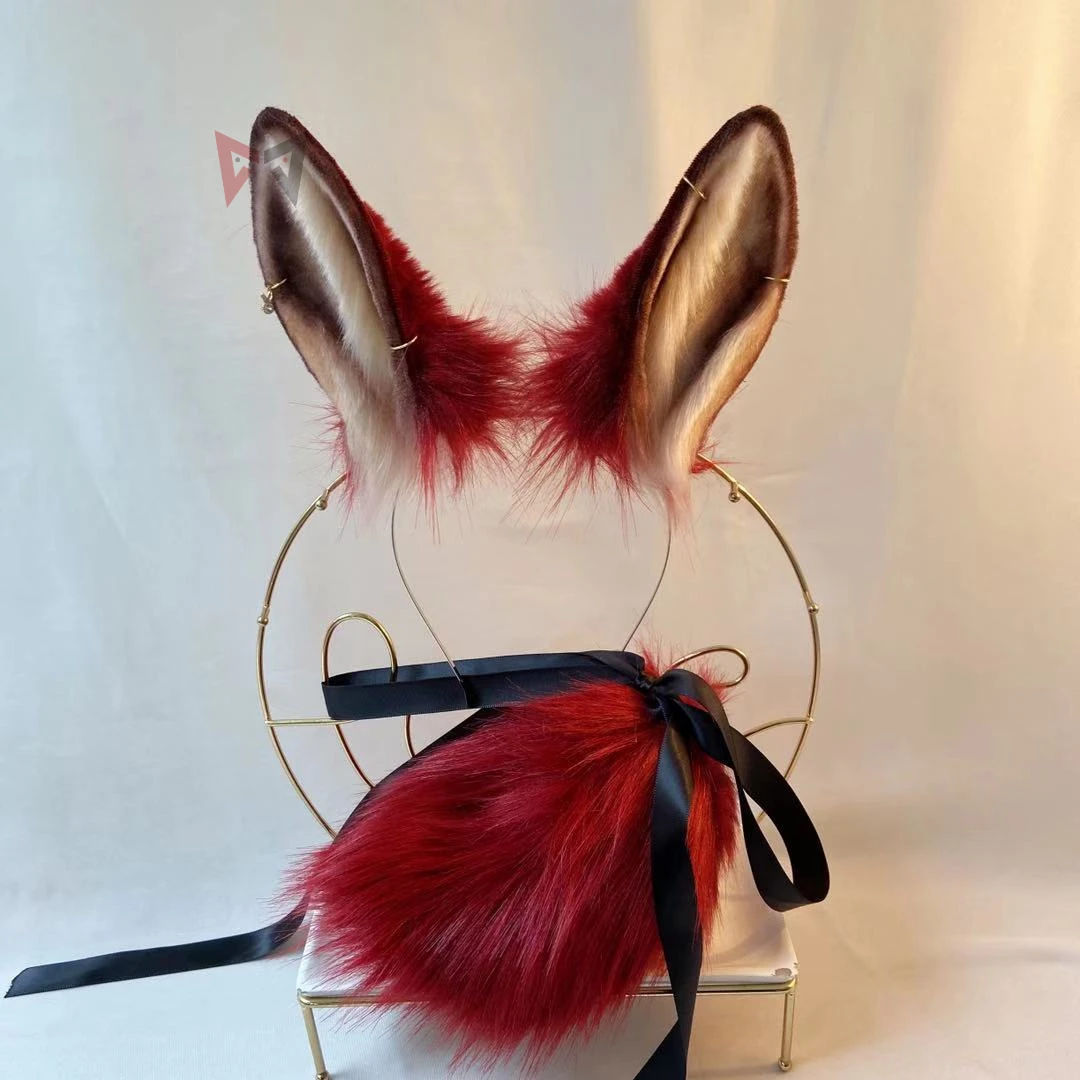 Новый красный заячьи кроличьи уши и сердечком повязка на голову хвост комплект