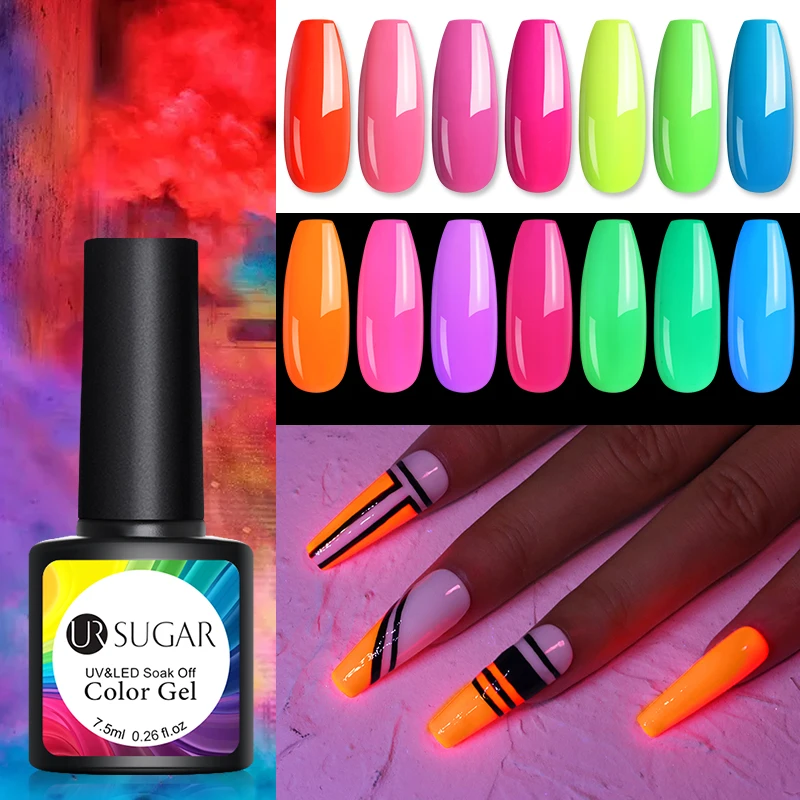 UR SUGAR летом неоновые Цвет лак для ногтей Гель свечение в темноте арт лаков био