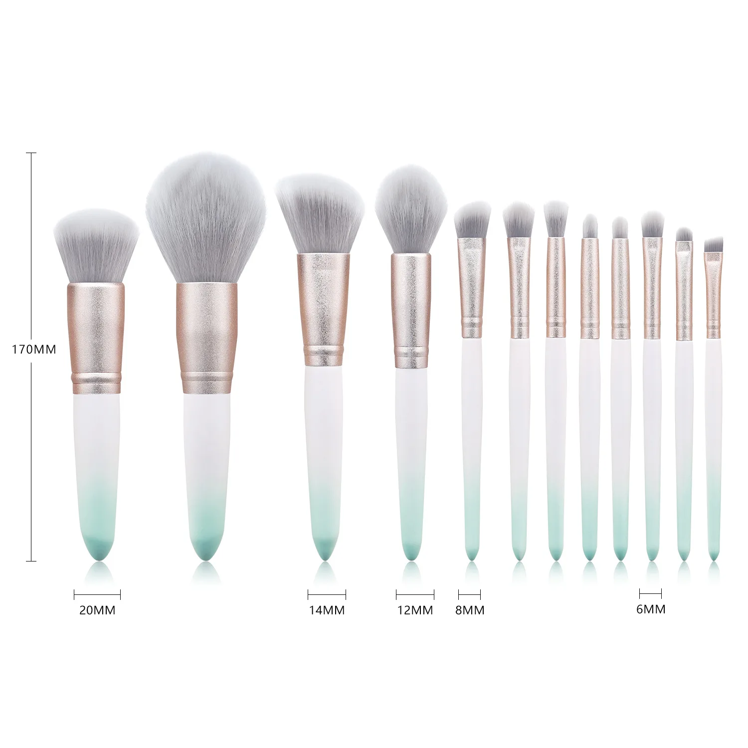 

Saiantth matte gradient green 12pcs makeup brushes set make up loose powder professional high quality beauty cosmetic full kit