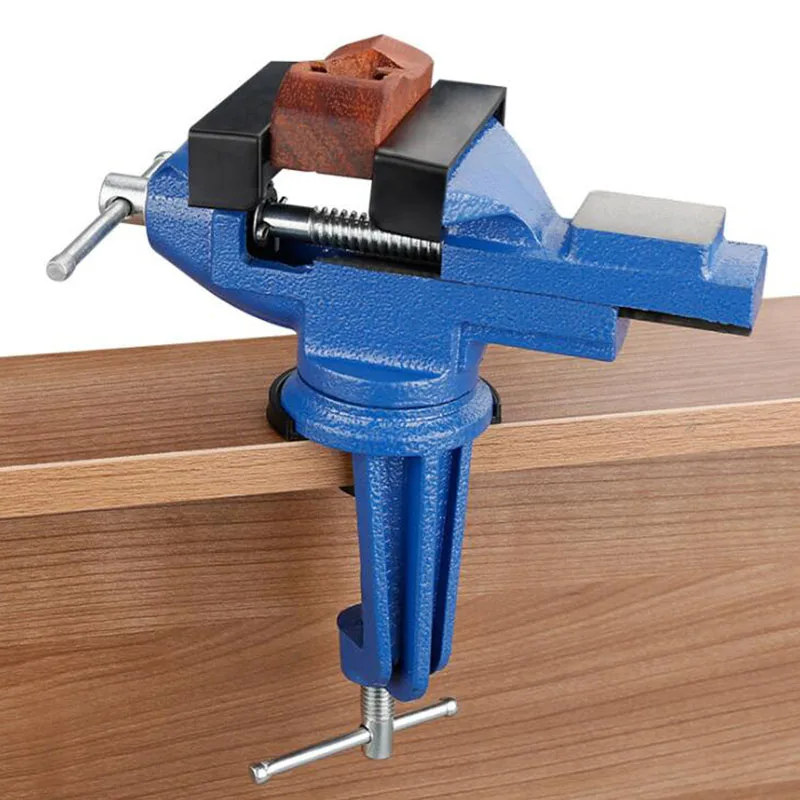 

360 Degree Totatable Small Swivel Base Clamp-on Bench Vise for Woodworking Repair Work