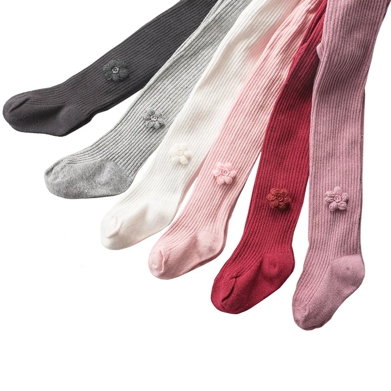Весна осень новые детские колготки мягкие хлопковые носки вязаные для девочек