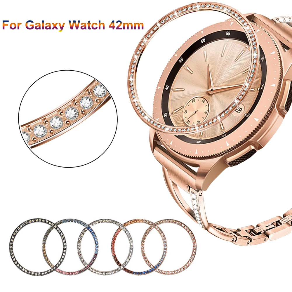 

Блестящий чехол для Samsung Galaxy Watch 42 мм, металлическая рамка со стразами, клейкий чехол, устойчивый к царапинам, аксессуары для бампера