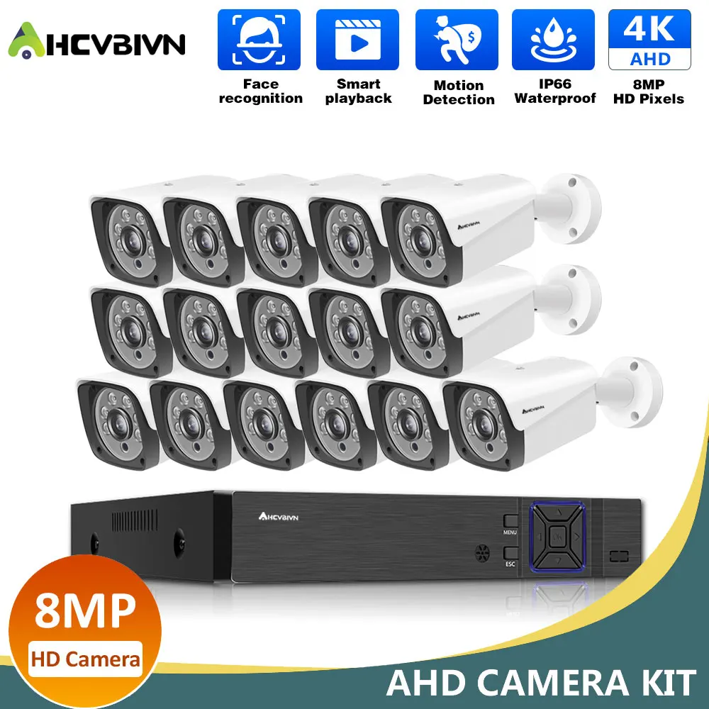 Комплект охранной системы видеонаблюдения 4K 8CH 16CH DVR Outdoor IP66 водонепроницаемая