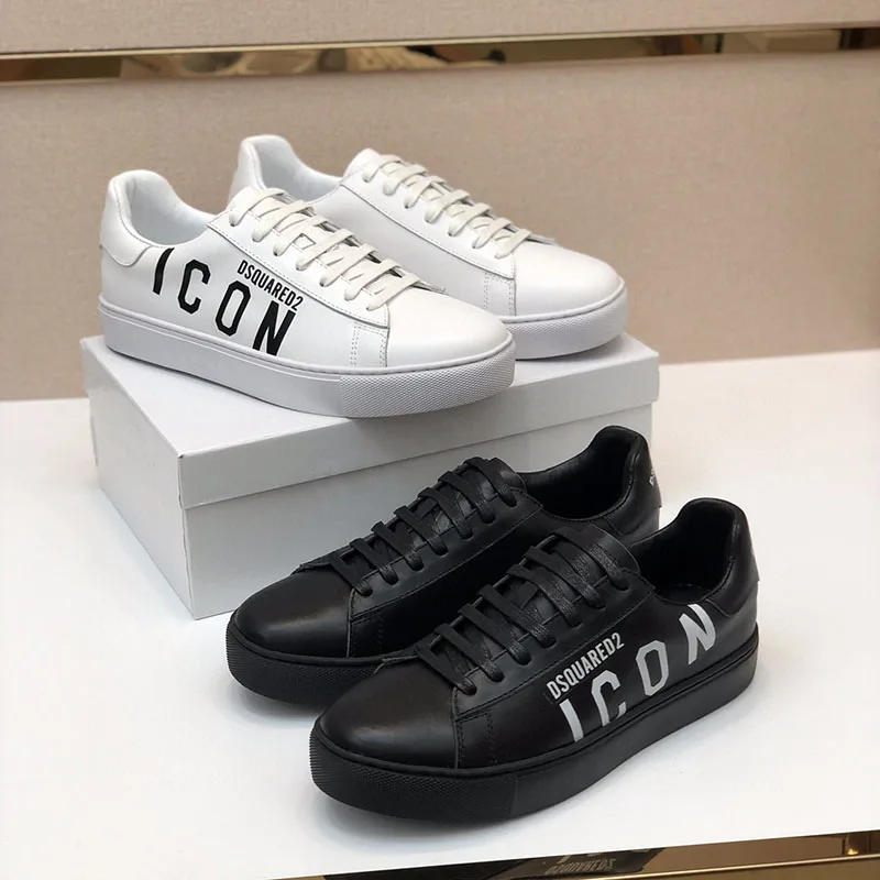 

Top Leather Men Casual Shoes ICON Pattern Dsquared2 Sneakers Comfortable Sneakers Men's Shoes Trainers Trend Flats Board Shoe