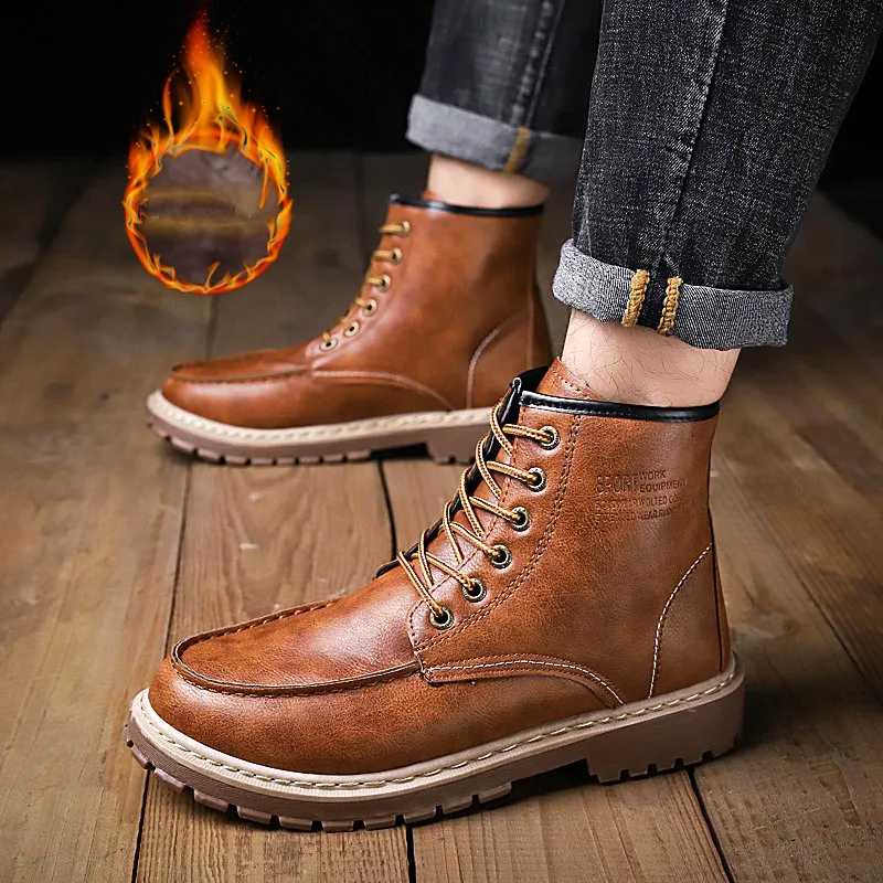 Бархатные зимние ботинки на меху для мужчин кроссовки Мужская обувь взрослых