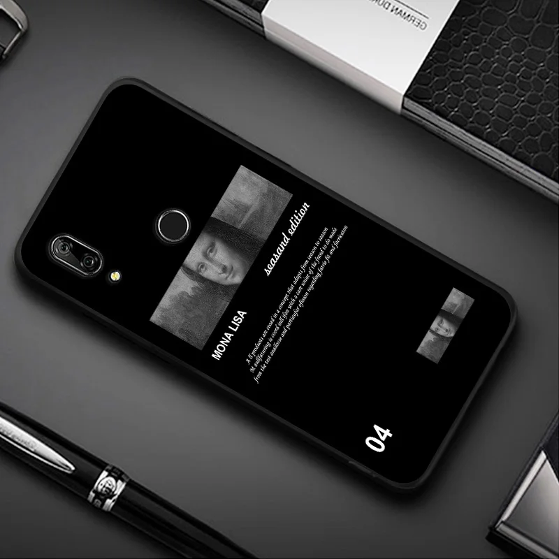 

Black Art Oil Painting Phone Case For Huawei Honor 7X 9i 6X 6C X10 Note 10 X8 Max 9 8 Pro Fashion Monla Lisa Cases Fundas Coque