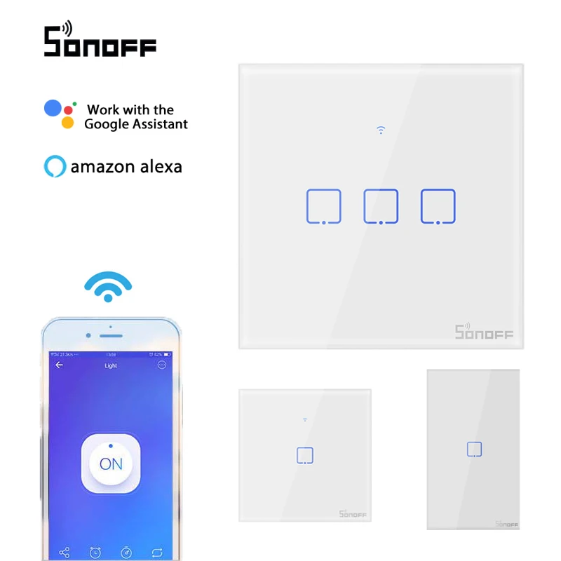 SONOFF TX Series T0 EU UK US WiFi Настенные переключатели с 1/2/3 каналами разделенная