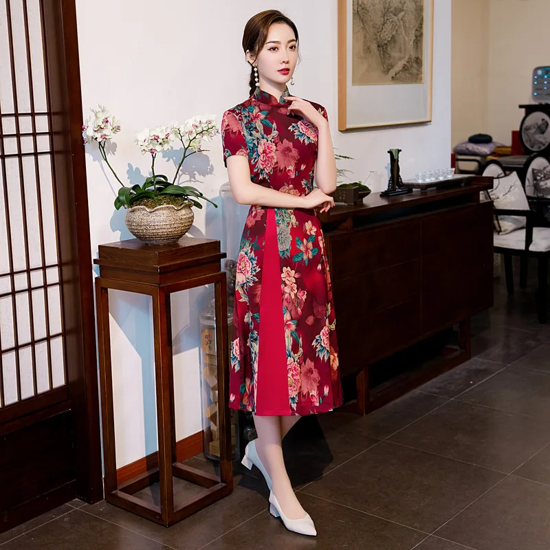 Улучшенное винтажное платье для матери аозай Ципао банкетов среднего и старшего