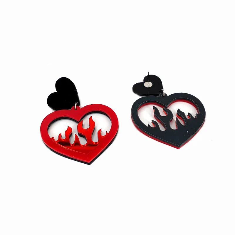 

Fire Exaggerated Earrings Acrylicy earrings women's geometric printing earrings