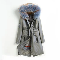 2020 warm thick parkas women detachable rex rabbit liner raccoon dog fur collar coats hooded slim winter overcoats jackets long