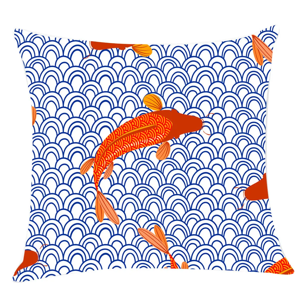 Наволочка из хлопка и льна в японском стиле наволочка для дивана серии рыба