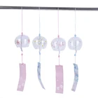 Стеклянные ветряные колокольчики Sakura узор цветущей сакуры в японском стиле, подвесные колокольчики для рукоделия, домашний декор