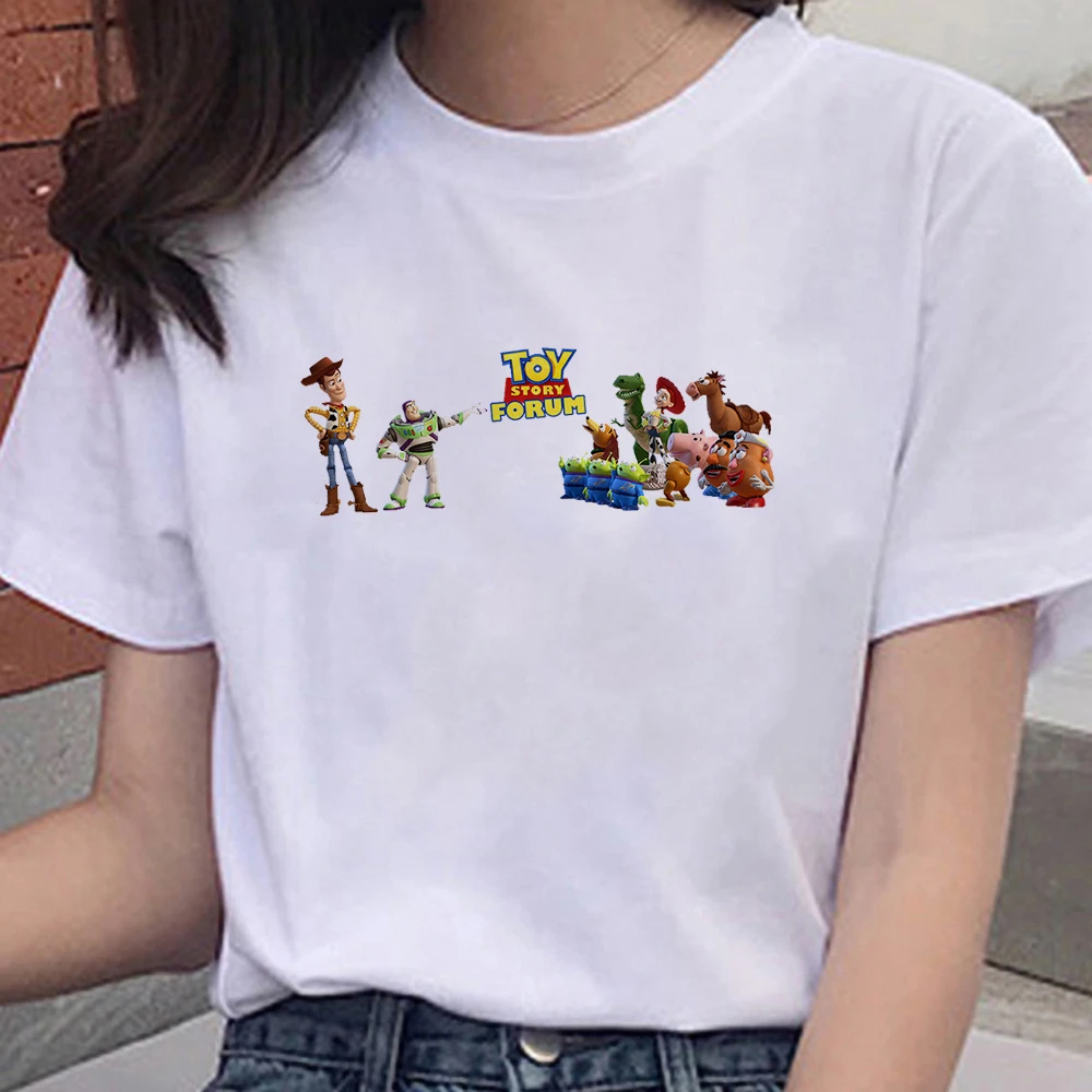 

Toy Story Forum Women Short Sleeve Animation Crewneck Fashion Loose Clothes Minimalist Disney Hip Hop Female Tshirt Hip Hop