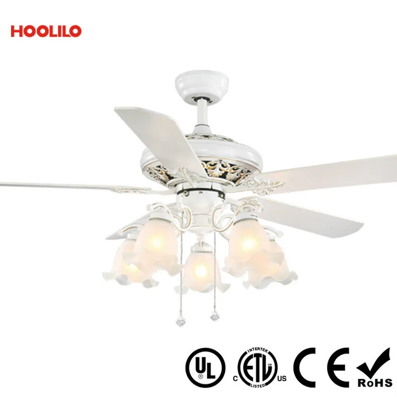 Роскошный белый Потолочный вентилятор с дистанционным управлением + лампа E27