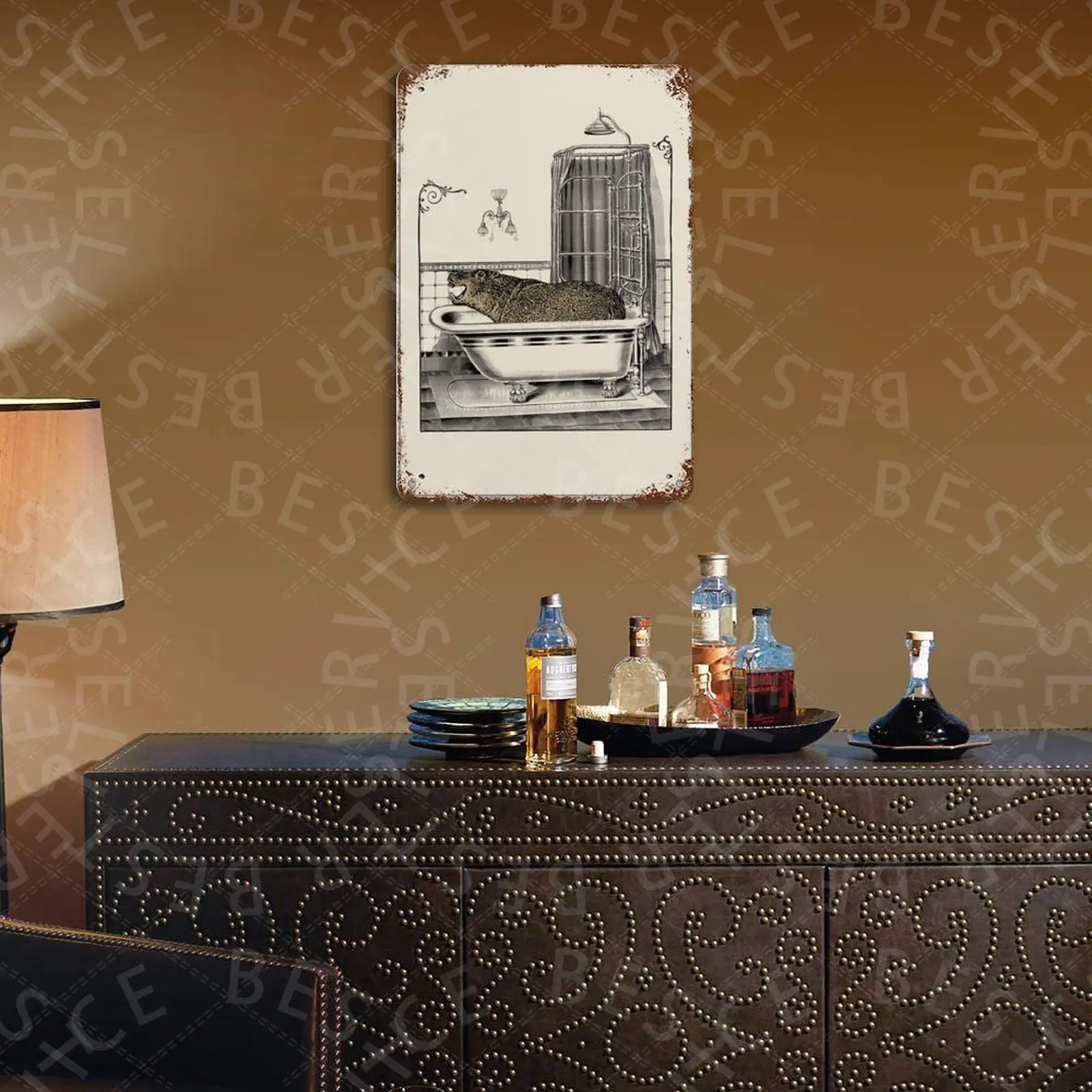 

Hippo in Bath Tub Tin Sign Plaque Plate Wall Decor Casino Decorative Plates Metal Pub Metal Vintage For Bar Pub club