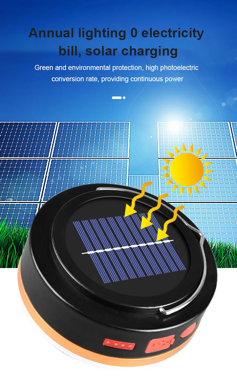 

New Outdoor Lantern Lamp Solar Remote Control Waterproof Camping Lamp Solar USB Charging Bulb Lamp Tent Lamp LED Emergency Lamp