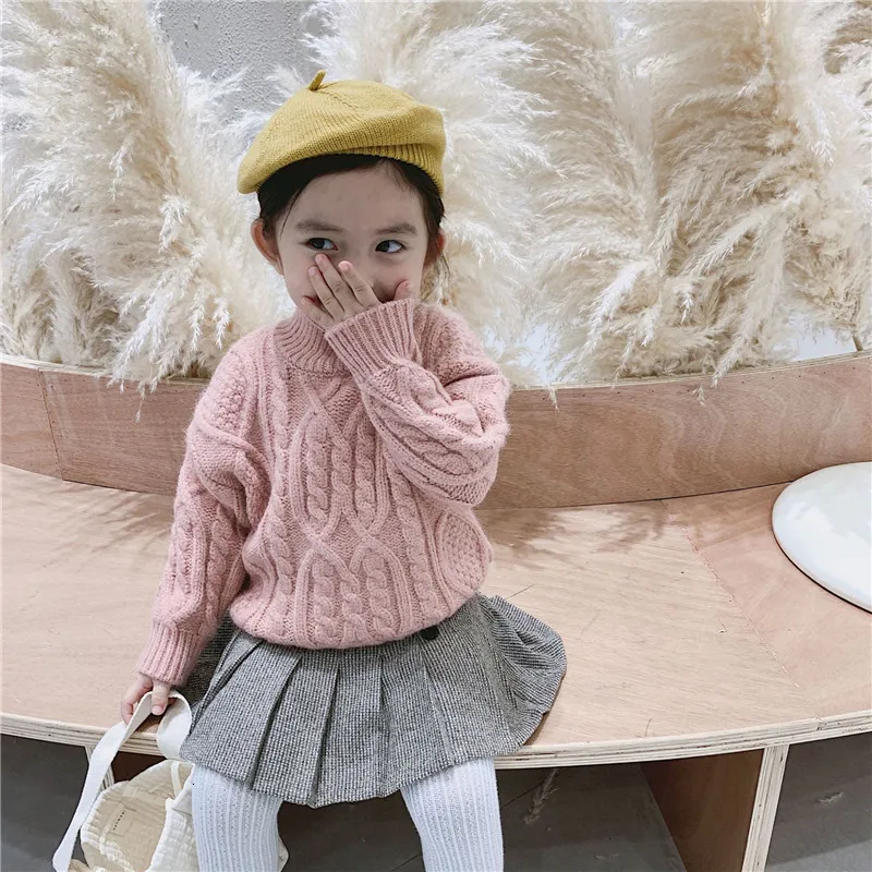 

Autumn Winter Girls Sweaters Fashion Korean Knit Turtleneck Sweater For Girls Kids Clothing High Quality Toddler Girls Tops New