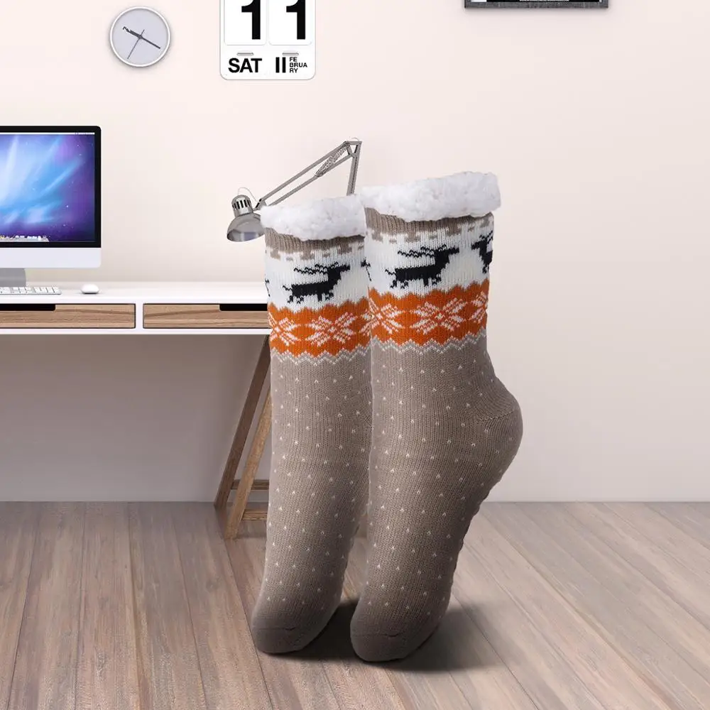 Skinfullysweet рождественские носки с длинным полом домашние тапочки женские зимние