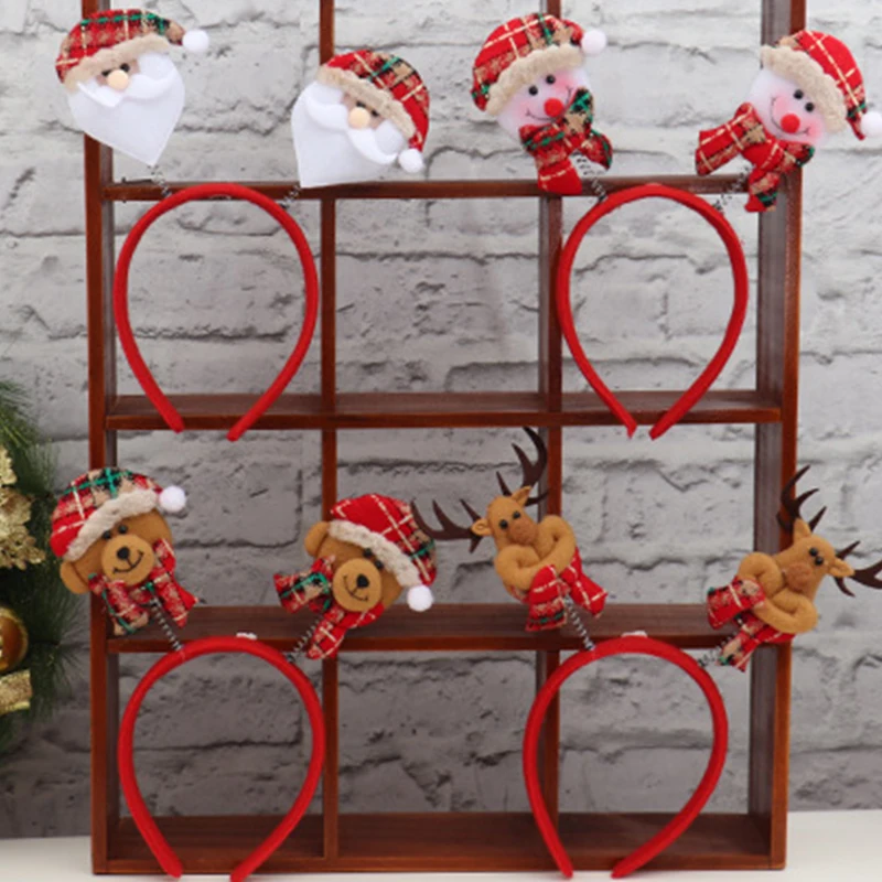 

Рождественские повязки на голову с изображением Санты дерева лося рождественские украшения 2022 головные уборы Новогодние рождественские п...