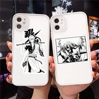 sakata gintoki phone case clear matte transparent for white iphone 7 8 x xs xr 11 12 pro plus max mini funda