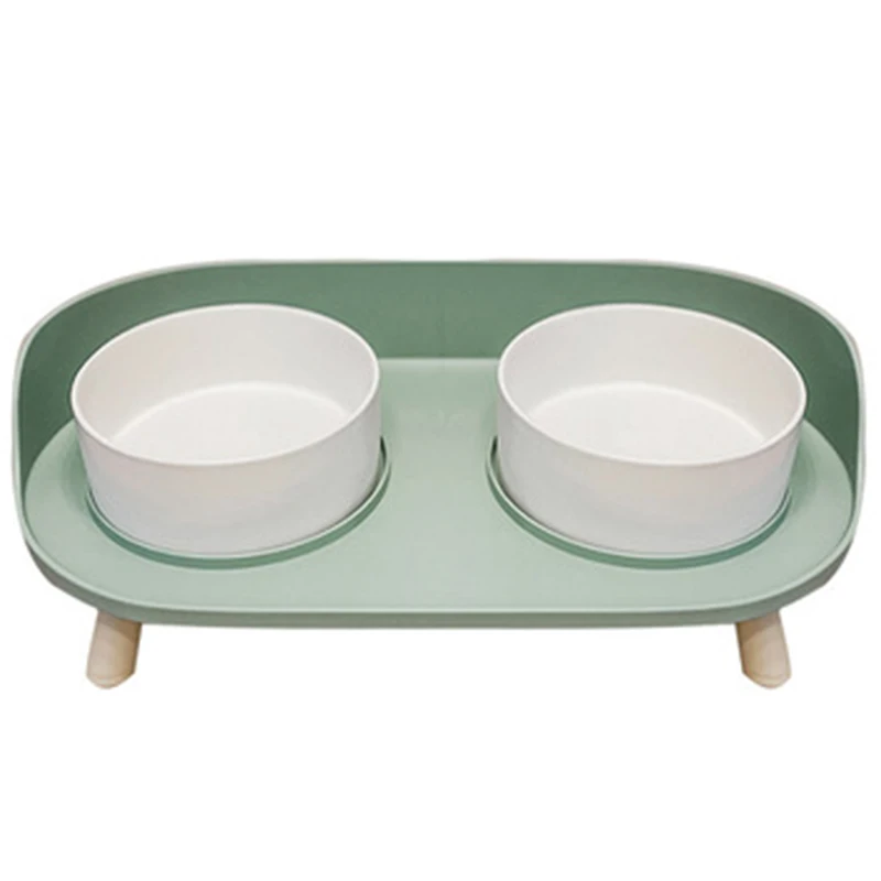 

Pet Cat Bowl Feeder Dog Cat Food Bowl with Water Fountain Double Bowl Drinking Raised Stand Dish Bowls
