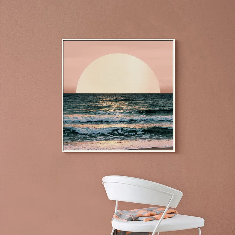 

Frameless Sunset Nordi Abstract Landscape Decorative Painting Creative Living Room Painting Pink Cozy Bedroom Bedside Painting