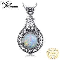 jewelrypalace vintage 2 5ct cabochon created opal 925 sterling silver heart love statement pendant necklace choker no chain