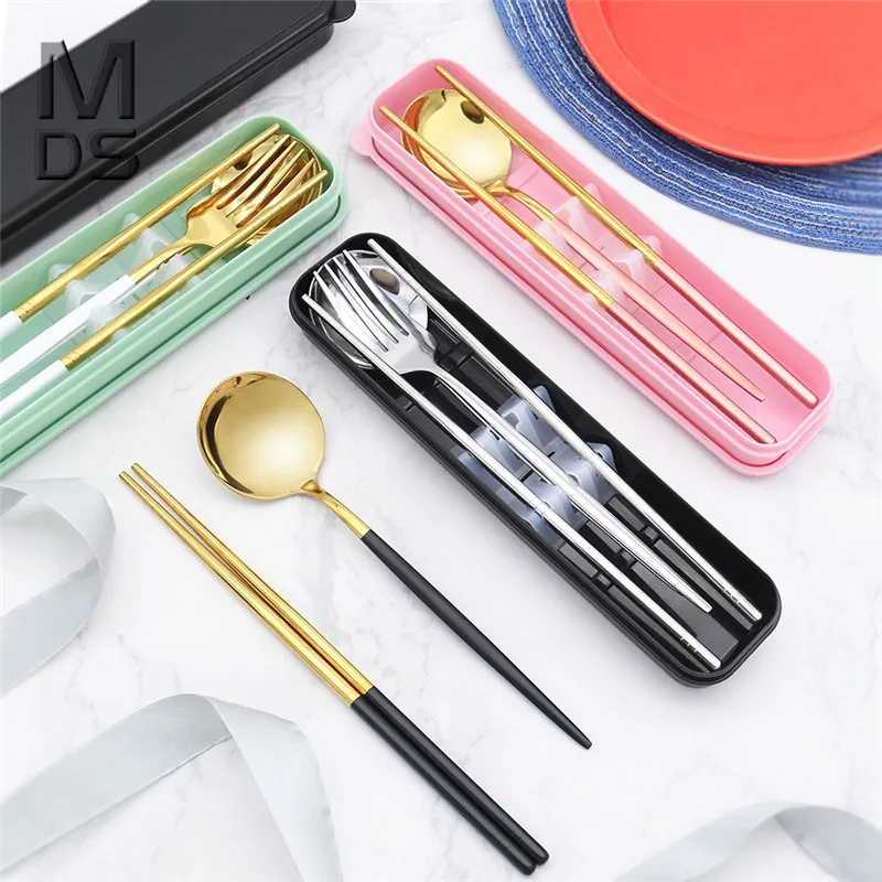 

4PCS Western Stainless Steel Dinner Tableware Set New Cutlery Knife Fork Spoon Dinnerware Set With Box Household Dinner Tools