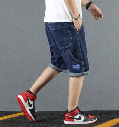 Летние мужские винтажные джинсовые шорты размера плюс для мужчин с несколькими