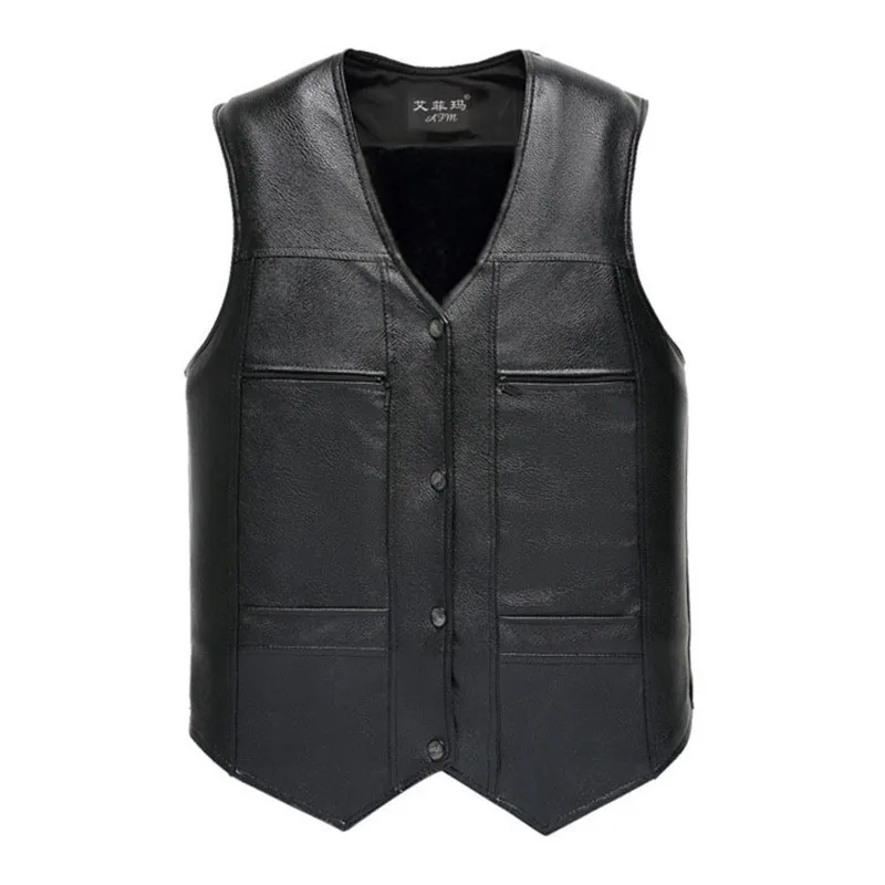 Брендовый жилет из искусственной кожи для мужчин мотоциклетный пальто новинка