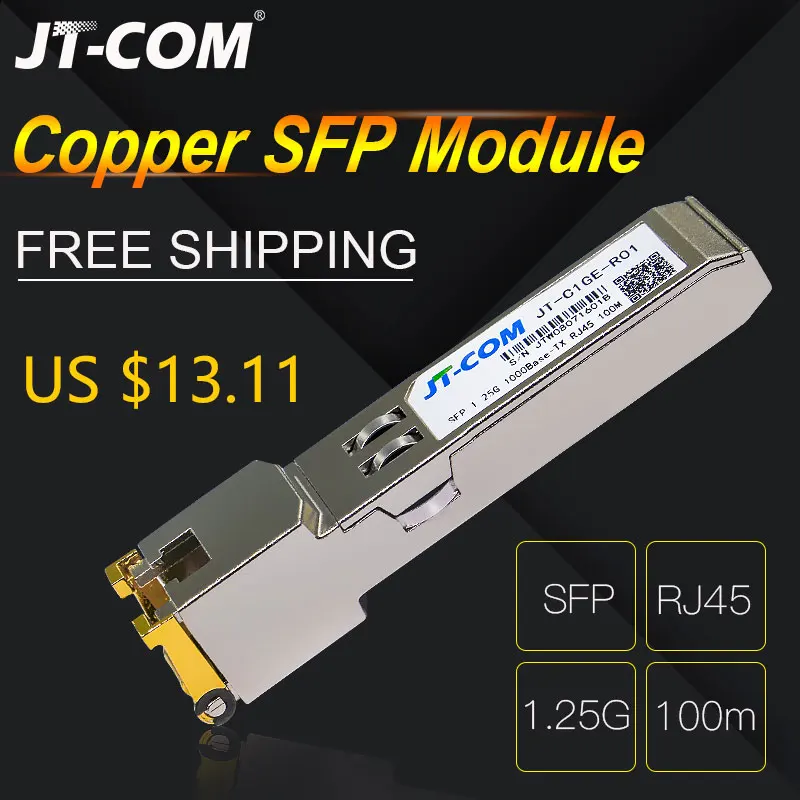 Гигабитный SFP-модуль RJ45 Разъем 1000 Мбит / с SFP mini-gbic Медный RJ45 SFP-модуль Оптоволоконный приемопередатчик RJ45-порт Совместим с оптоволоконным коммутатором Cisco / Mikrotik / TP-Link Gig