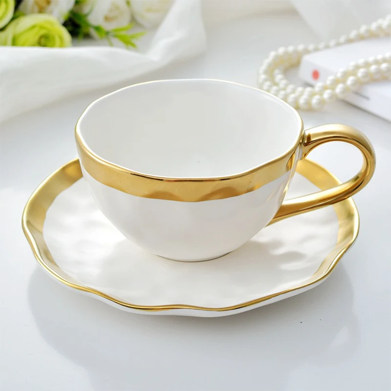 

220ml Royal Coffee Cup Plate Ceramic Coffee Cup Plate Set Senior Club Hotel VIP Coffee Cup Plate