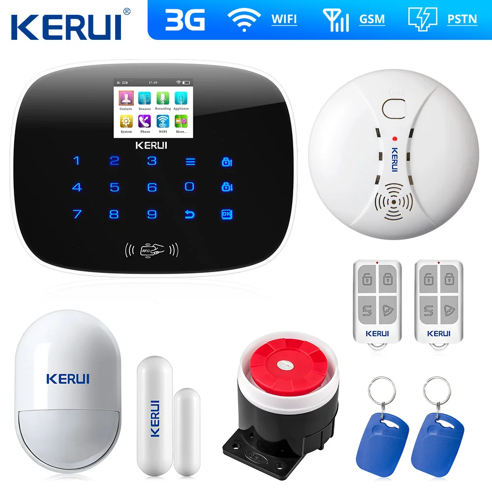 Kerui 3g 4G Wi-Fi GSM PSTN сигнализация приложение контроль Беспроводная сигнализация RFID охранная сигнализация датчик дыма