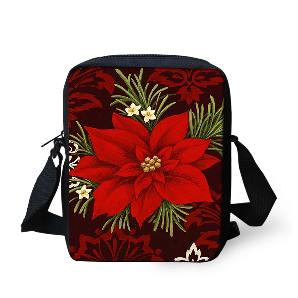 

Женская сумка-мессенджер с красным цветочным принтом, Повседневная маленькая сумочка через плечо для книг для девушек, Дамский саквояж кро...