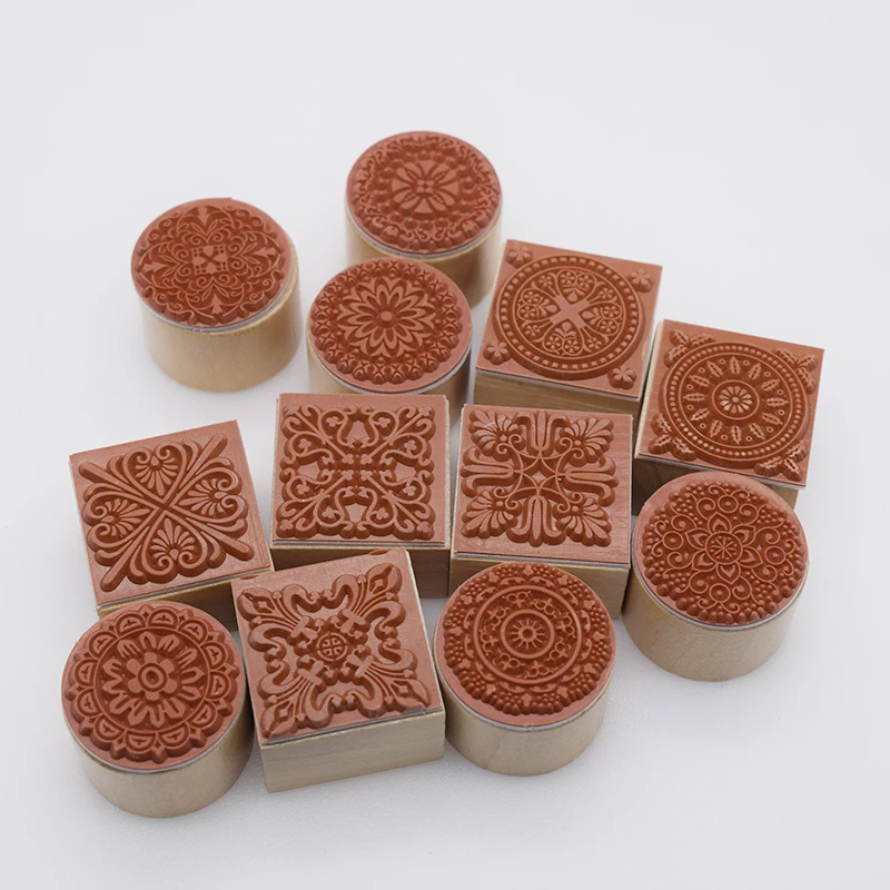 

3cm Square Round Emboss Stamp Baroque Mandala Lace Texture Sculpture model ceramic polimerica pottery Polymer Clay tools