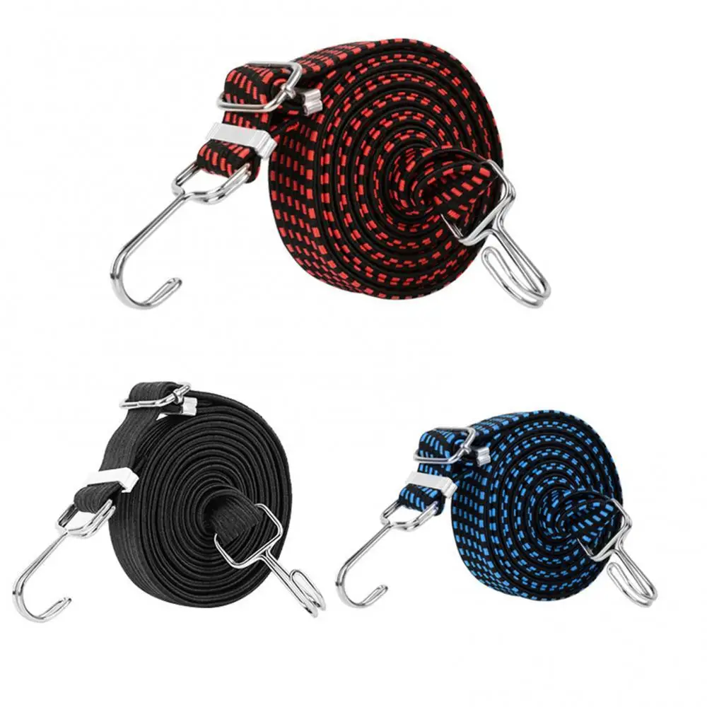 

Adjustable Flat Cords Double Hooks Anti-Rust Metal Buckle Luggage Elastic Rope