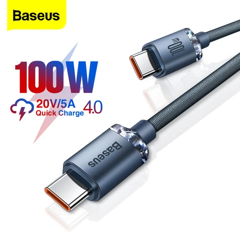 Кабель Baseus 100 Вт USB C-Type C для Macbook iPad 5A PD, устройство для быстрой зарядки, USB-кабель для Xiaomi POCO X3 Pro Samsung Huawei