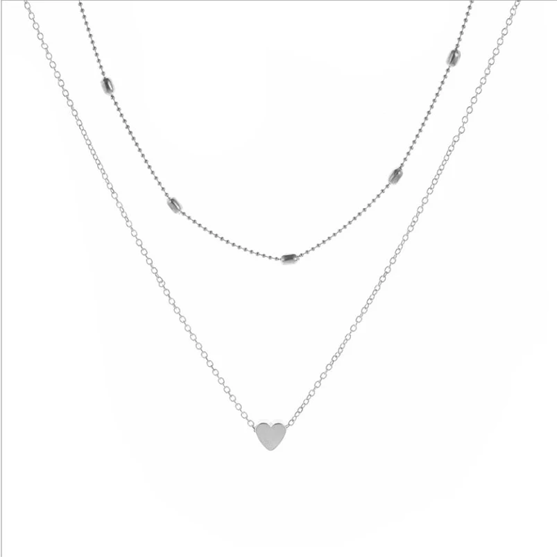 Двухслойное модное ожерелье цепочка из бисера колье с звеньями цепь сплава