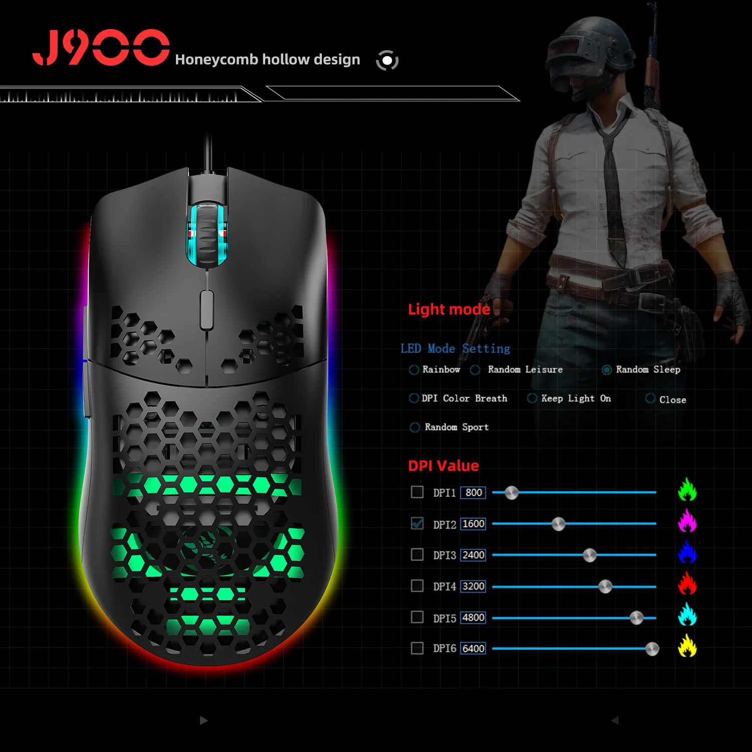 Кольцевая мышь RGB светящаяся Макросъемка игровая 6 клавиш может выключить