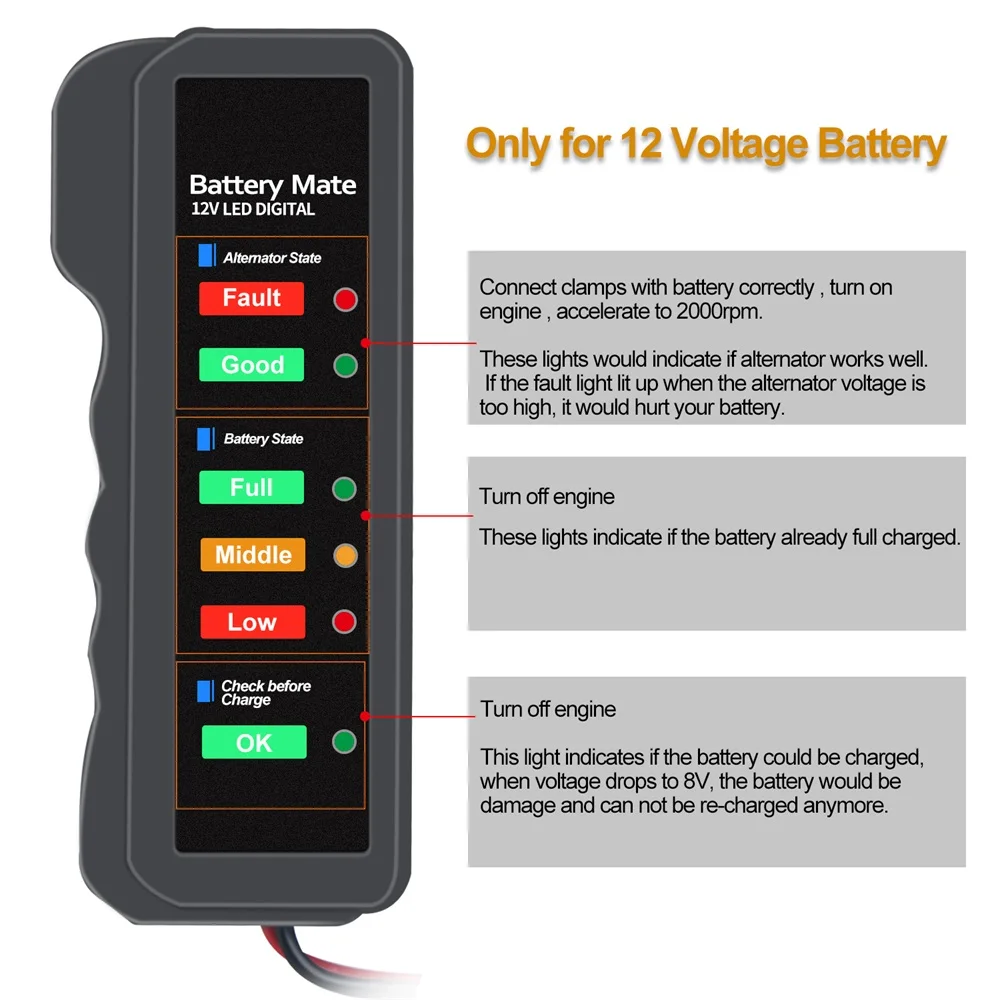 Тестер автомобильной аккумуляторной батареи 12 в автомобильный диагностический