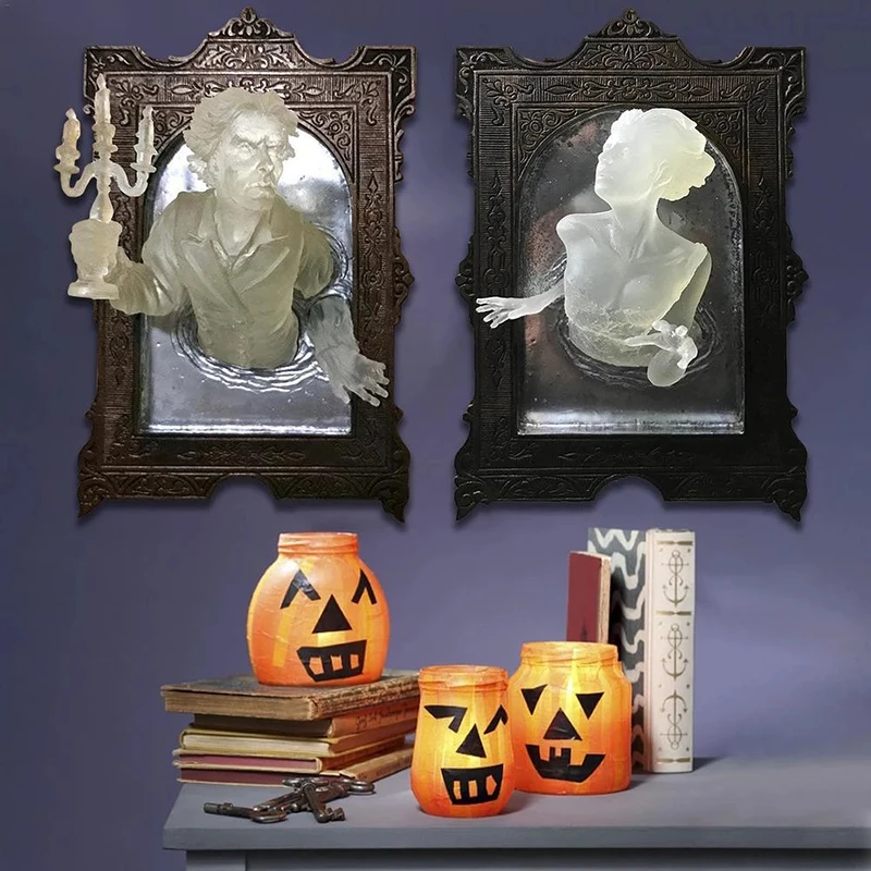 2Styles Gothic 3D Ghost In The Mirror Frame Halloween Horror Poster Living Room Decor Haunted House Party Glow Dark | Дом и сад